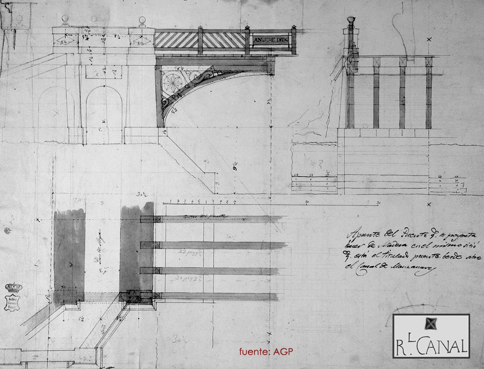 Puente de Santa Isabel. Plano original de Isidro González Velázquez.. 1818.